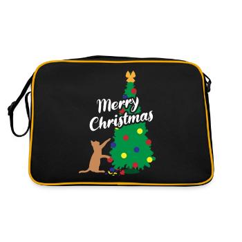 Chat Amusant Arbre De Noël Festif Espièglerie - Sac Retro - noir/or - Dos