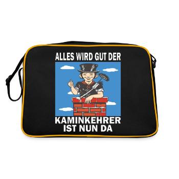 SCHLOTFEGER KAMINKEHRER IST NUN DA - Retro Tasche - Schwarz/Gold - Hinten