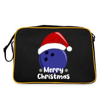 Merry Christmas Bowling Joy Blue Ball - Retro Bag - black/gold - Back