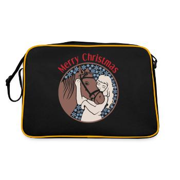 Fille étreignant le cheval cadeau magique de Noël - Sac Retro - noir/or - Dos