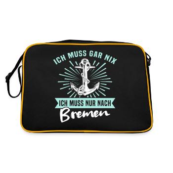 Bremen Sprüche - Retro Tasche - Schwarz/Gold - Hinten