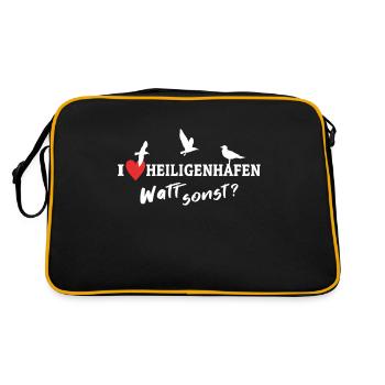 I Love Heiligenhafen Ich Liebe Heiligenhafen - Retro Tasche - Schwarz/Gold - Hinten