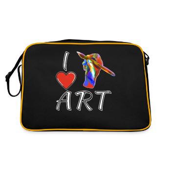 I LOVE ART BRUSH HAND - Retro Bag - black/gold - Back