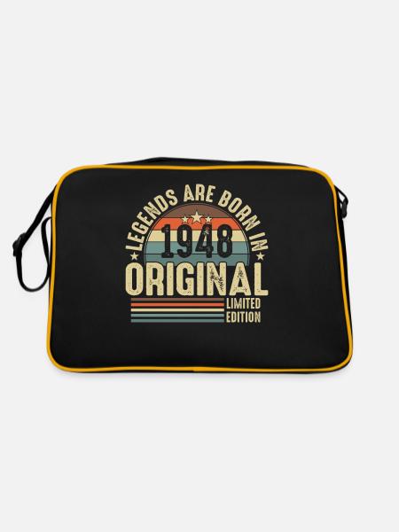 1948 Geburtstagsshirt - Zeitloses Vintage-Geschenk - Retro Tasche - Schwarz/Gold - Hinten