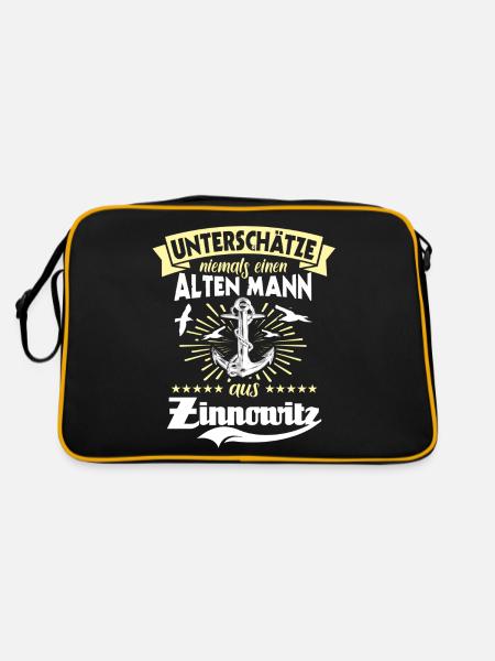 Unterschätze Zinnowitz Mann - Retro Tasche - Schwarz/Gold