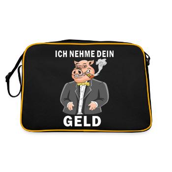 SCHWEIN NEHME DEIN GELD - Retro Tasche - Schwarz/Gold - Hinten