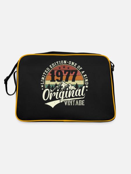 Vintage 1977: Zeitloses Geburtstagsgeschenk - Retro Tasche - Schwarz/Gold - Hinten