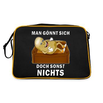 KARTOFFEL COUCH MAN GÖNNT SICH SONST NICHTS - Retro Tasche - Schwarz/Gold - Hinten