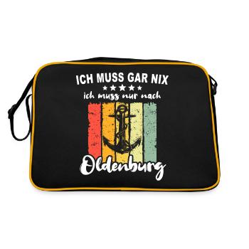 Oldenburg Sprüche Oldenburger - Retro Tasche - Schwarz/Gold - Hinten
