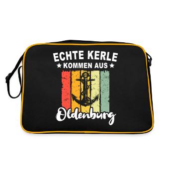 Oldenburg Sprüche Oldenburger - Retro Tasche - Schwarz/Gold - Hinten