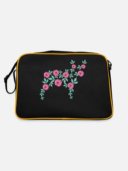 French Bulldog made of Flowers - Retro Bag - black/gold - Back