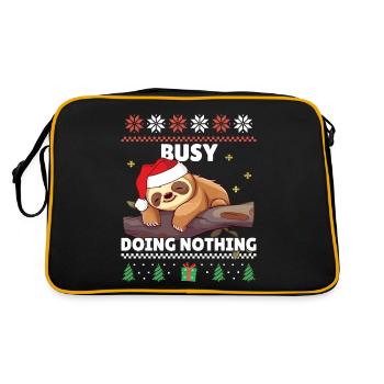 Busy doing nothing - Faultier Xmas Ugly Christmas - Retro Tasche - Schwarz/Gold - Hinten