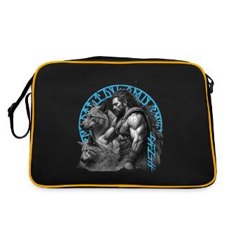 Der Wikinger Krieger und seine treuen Wölfe - Retro Tasche - Schwarz/Gold - Hinten