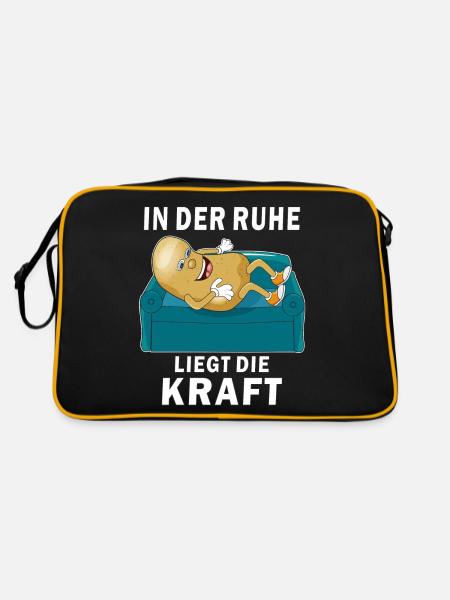 KARTOFFEL IN DER RUHE LIEGT DIE KRAFT - Retro Tasche - Schwarz/Gold - Hinten
