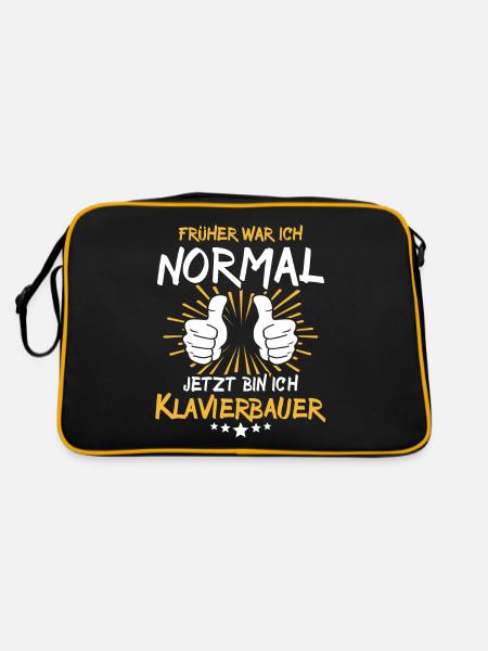 Klavierbauer Spruch - Retro Tasche - Schwarz/Gold - Hinten