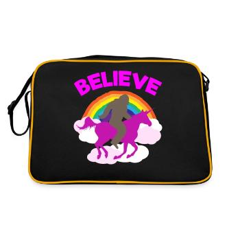 Glaube an Magie Einhorn Bigfoot Mix - Retro Tasche - Schwarz/Gold - Hinten