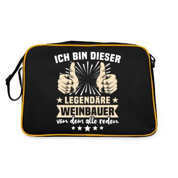 Weinbauer Sprüche - Retro Tasche - Schwarz/Gold - Hinten