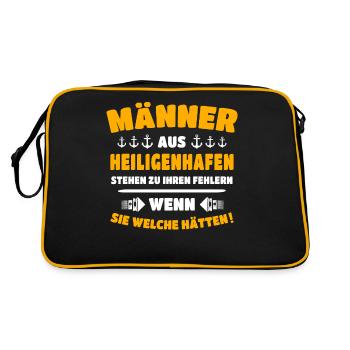Heiligenhafen Mann Heiligenhafener Männer - Retro Tasche - Schwarz/Gold - Hinten