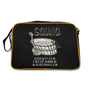 SAUNA SCHWITZEN ENTSPANNEN WIEDERHOLEN - Retro Tasche - Schwarz/Gold - Hinten