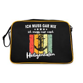 Heiligenhafen Sprüche Heiligenhafener - Retro Tasche - Schwarz/Gold - Hinten