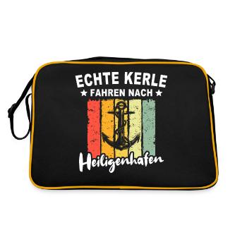 Heiligenhafen Heiligenhafener Spruch - Retro Tasche - Schwarz/Gold - Hinten