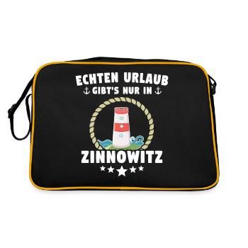 Zinnowitz Urlaub - Retro Tasche - Schwarz/Gold - Hinten
