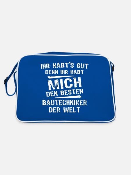 Bautechniker - Retro Tasche - Blau/Weiß - Hinten