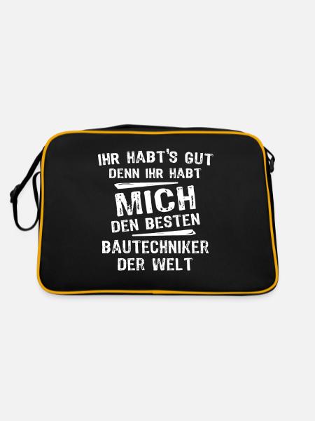 Bautechniker - Retro Tasche - Schwarz/Gold - Hinten