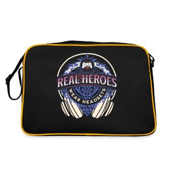 Les vrais héros portent des casques Funny Gamer Boys & Kids - Sac Retro - noir/or - Dos