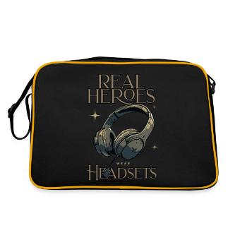 Les vrais héros portent des casques Funny Gamer Boys & Kids - Sac Retro - noir/or - Dos