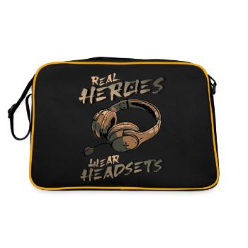 Les vrais héros portent des casques Funny Gamer Boys & Kids - Sac Retro - noir/or - Dos
