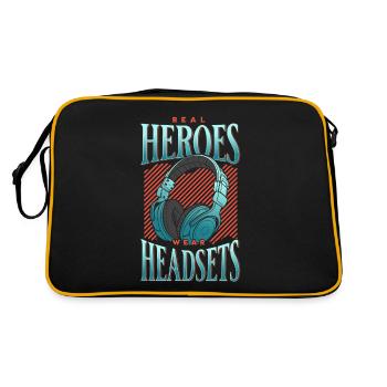 Les vrais héros portent des casques Funny Gamer Boys & Kids - Sac Retro - noir/or - Dos