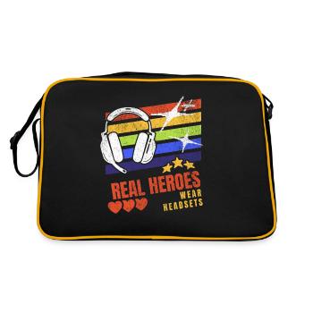 Les vrais héros portent des casques Funny Gamer Boys & Kids - Sac Retro - noir/or - Dos