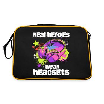 Les vrais héros portent des casques Funny Gamer Boys & Kids - Sac Retro - noir/or - Dos
