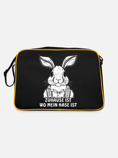 HASE ZUHAUSE IST - Retro Tasche - Schwarz/Gold