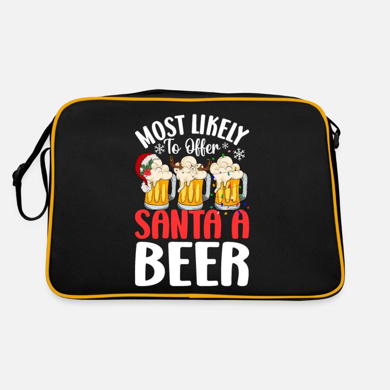 Am ehesten wird er dem Weihnachtsmann ein Bier zum lustigen Trinken anbieten Retro Tasche