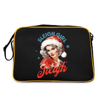 Sleigh Girl Sleigh Funny Ugly Christmas für Frauen - Retro Tasche - Schwarz/Gold - Hinten