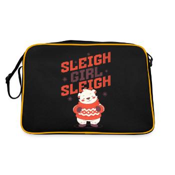 Sleigh Girl Sleigh Funny Ugly Christmas für Frauen - Retro Tasche - Schwarz/Gold - Hinten