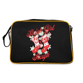 Sleigh Girl Sleigh Funny Ugly Christmas für Frauen - Retro Tasche - Schwarz/Gold - Hinten