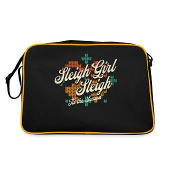 Sleigh Girl Sleigh Funny Ugly Christmas für Frauen - Retro Tasche - Schwarz/Gold - Hinten