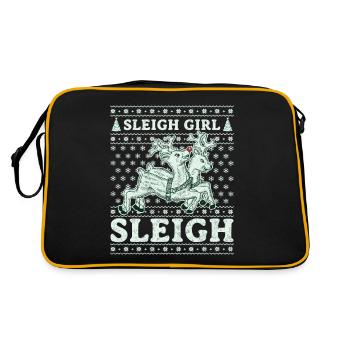 Sleigh Girl Sleigh Funny Ugly Christmas für Frauen - Retro Tasche - Schwarz/Gold - Hinten