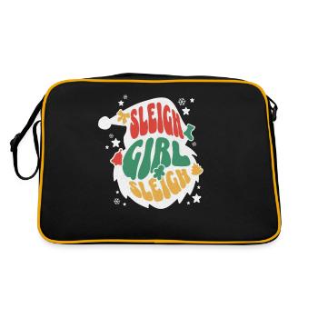 Sleigh Girl Sleigh Funny Ugly Christmas für Frauen - Retro Tasche - Schwarz/Gold - Hinten