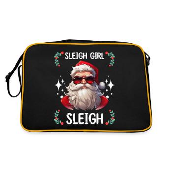 Sleigh Girl Sleigh Funny Ugly Christmas für Frauen - Retro Tasche - Schwarz/Gold - Hinten
