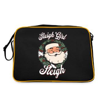 Sleigh Girl Sleigh Funny Ugly Christmas für Frauen - Retro Tasche - Schwarz/Gold - Hinten
