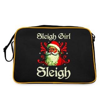 Sleigh Girl Sleigh Funny Ugly Christmas für Frauen - Retro Tasche - Schwarz/Gold - Hinten