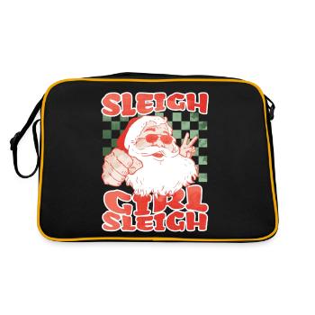 Sleigh Girl Sleigh Funny Ugly Christmas für Frauen - Retro Tasche - Schwarz/Gold - Hinten