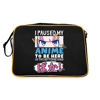 J’ai mis mon anime en pause pour être là BAKA ! Kawaii Otaku - Sac Retro - noir/or - Dos