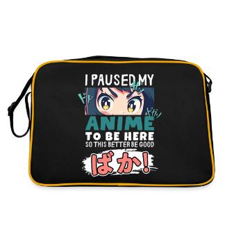 J’ai mis mon anime en pause pour être là BAKA ! Kawaii Otaku - Sac Retro - noir/or - Dos