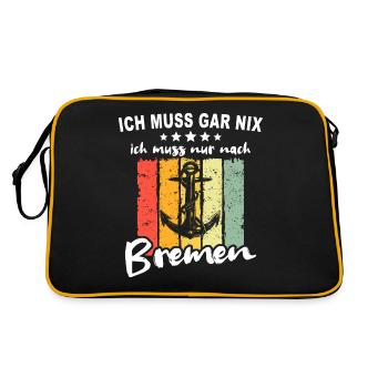 Bremen Sprüche Bremer - Retro Tasche - Schwarz/Gold - Hinten