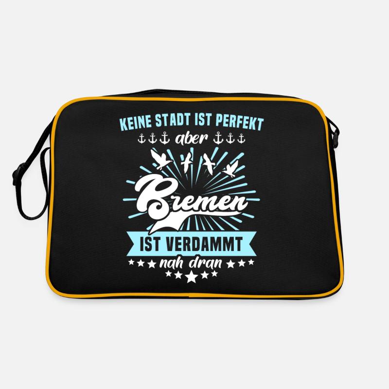 Bremen Sprüche Bremer - Retro Tasche - Schwarz/Gold